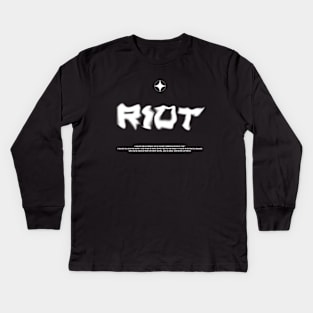 RIOT WHITE Kids Long Sleeve T-Shirt